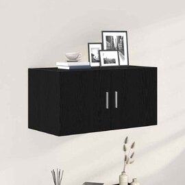 Baina 80cm Wall Hung Wooden Storage Cabinet With 2 Doors - Black Oak