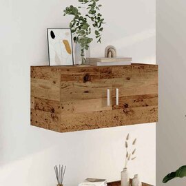 Baina 80cm Wall Hung Wooden Storage Cabinet With 2 Doors - Brown