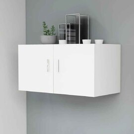 Baina 80cm Wall Hung Wooden Storage Cabinet With 2 Doors - White