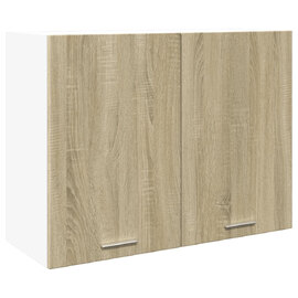 Baina 80cm Wooden Wall Hung Storage Cabinet With 2 Doors - Sonoma Oak/White