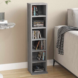 Baina Wooden Bookcase With 6 Shelves - Grey Sonoma