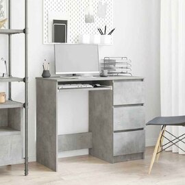 Baina Wooden Computer Desk With 3 Drawers - Concrete Grey