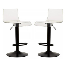 Baino Clear Acrylic Bar Chairs with Black Base in Pair