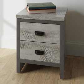 Balcombe Wooden Bedside Cabinet With 2 Drawers In Grey