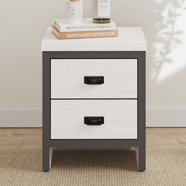 Balcombe Wooden Bedside Cabinet With 2 Drawers - White