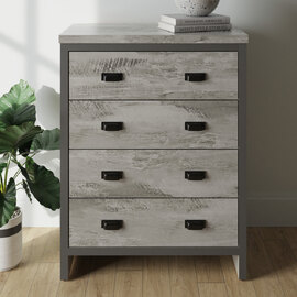 Balcombe Wooden Chest Of 4 Drawers In Grey