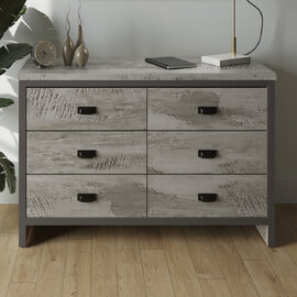 Balcombe Wooden Chest Of 6 Drawers In Grey