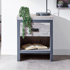 Balcombe Wooden Bedside Cabinet With 1 Drawer In Grey