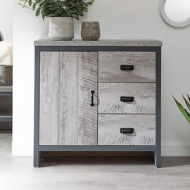 Balcombe Wooden Sideboard With 1 Door 3 Drawers In Grey