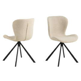 Baldwin Cream Fabric Dining Chairs With Black Legs In Pair