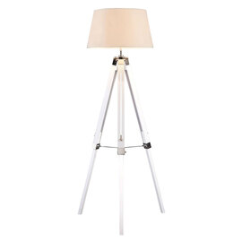 Baline Cream Fabric Shade Floor Lamp With White Tripod Base