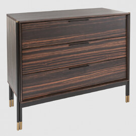 Balta Wooden Chest Of 3 Drawers In Ebony