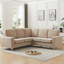 Baltic Fabric Corner Sofa In Stone