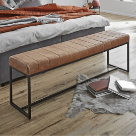 Baltimore Large Leather Hallway Seating Bench In Brown