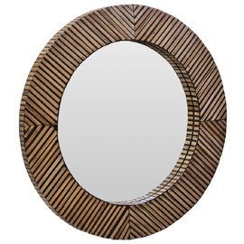 Baltimore Round Wall Mirror With Natural Wooden Frame