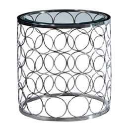 Balzac Clear Glass End Table With Stainless Steel Base
