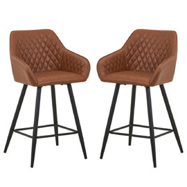 Bamburgh Tuscan Tan Leather Effect Bar Stool in Pair