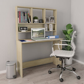 Bancroft Wooden Laptop Desk With Bookshelf In Sonoma Oak