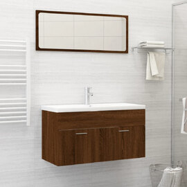 Banff Wooden 2 Piece Bathroom Furniture Set In Dark Brown Oak