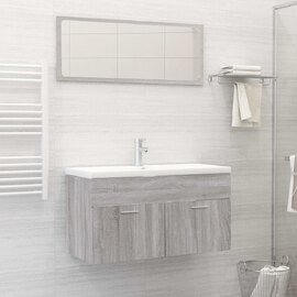 Banff Wooden 2 Piece Bathroom Furniture Set In Grey Sonoma