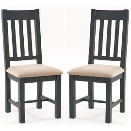Baqia Dark Grey Wooden Dining Chairs In Pair