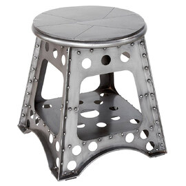 Baraboo Small Metal Stool In Silver