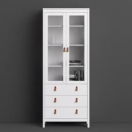 Barcila Wooden Display Cabinet With 2 Doors In White