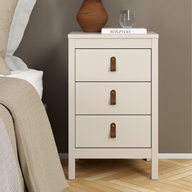 Barcila Wooden Bedside Cabinet With 3 Drawers In Cashmere