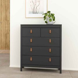 Barcila Wooden Chest Of 5 Drawers in Matt Black