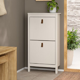 Barcila Wooden Shoe Cabinet With 2 Flap Doors In Cashmere