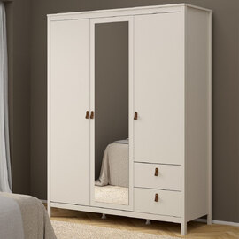 Barcila Wooden Wardrobe With 3 Doors 2 Drawers In Cashmere
