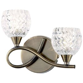 Barco Glass 2 Wall Light With Steel Frame In Antique Brass