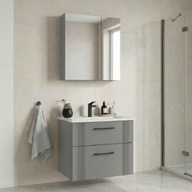 Bari Small Wooden Bathroom Furniture Set with 2 Doors 2 Drawers in Cashmere