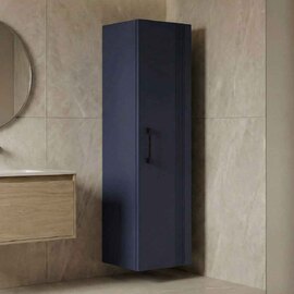 Bari Tall Wooden Bathroom Storage Cabinet in Navy Blue