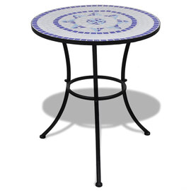 Barkla Mosaic Bistro Table In Blue And White