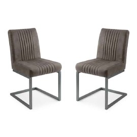Barras Charcoal Grey Faux Leather Dining Chairs in Pair