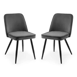 Barras Grey Velvet Dining Chairs in Pair