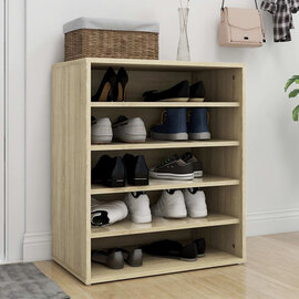 Barrera Wooden Shoe Storage Rack With 5 Shelves In Sonoma Oak