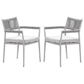 Barrie Taupe Aluminium Dining Chairs With Cushion In Pair