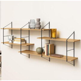 Barrie Wooden Wall Hung Bookcase In Wild Oak And Black