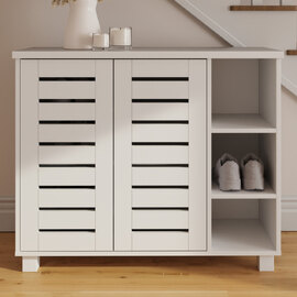 Bartlett Wooden Sheo Storage Cabinet With 2 Doors - White