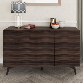 Basalt Wooden Storage Cabinet With 3 Doors In Dark Walnut