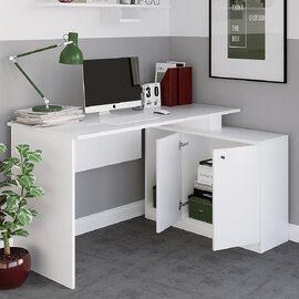 Basara Wooden Laptop Desk With 2 Doors In White