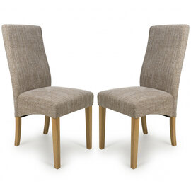 Basey Oatmeal Fabric Dining Chairs With Oak Legs In Pair