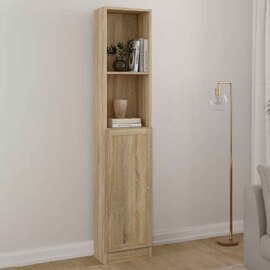 Baskon Tall Narrow Wooden Display Cabinet with 1 Door in Oak