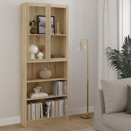Baskon Tall Wide Wooden Display Cabinet with 2 Glass Doors in Oak