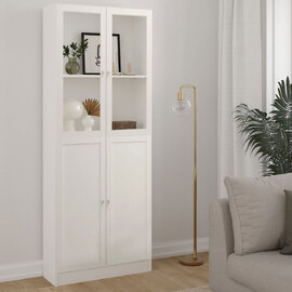 Baskon Tall Wooden Display Cabinet with 4 Doors in White