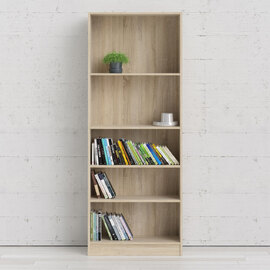 Baskon Wide Wooden Bookcase With 5 Shelves In Oak