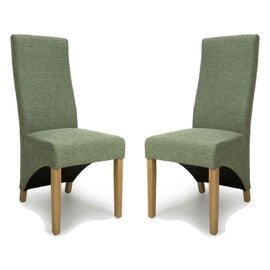 Basrah Fabric Dining Chairs In Pair - Green