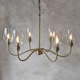 Bastrop 6 Lights Glass Pendant Ceiling Light In Antique Brass